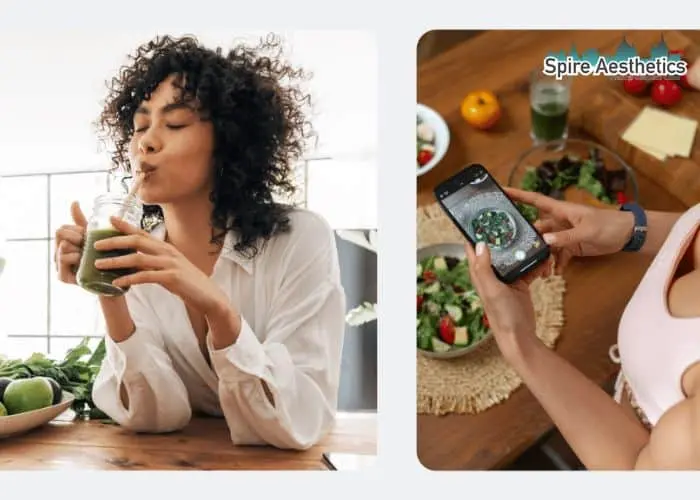 Image of woman looking into her diet and fat freezing Gloucestershire to improve her health